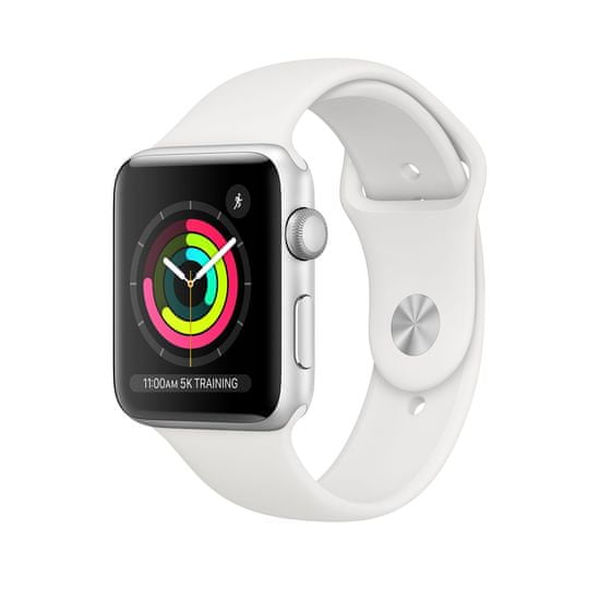 Apple Watch Series 3 GPS pametna ura, 38 mm, srebrno aluminijasto ohišje z belim paščkom