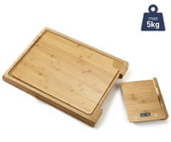 Platinet lesena rezalna deska z vgrajeno leseno kuhinjsko tehtnico, bambus