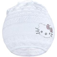 NEW BABY Pletena kapa in šal kitty white - 104 (3-4r)