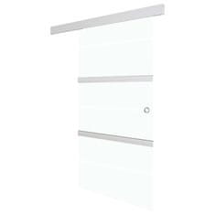 Vidaxl Drsna vrata z mehkimi blokadami ESG steklo 102,5x205 cm srebrna