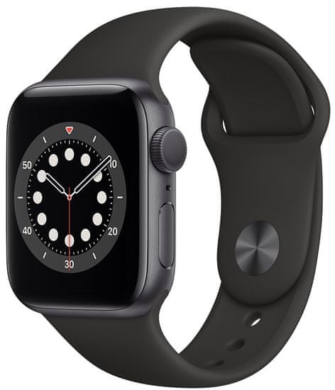 Apple Watch Series 6 pametna ura, 40 mm, vesoljsko sivo aluminijasto ohišje s črnim športnim paščkom