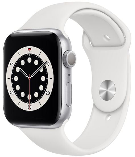 Apple Watch Series 6 pametna ura, 40 mm, srebrno aluminijasto ohišje z belim športnim paščkom