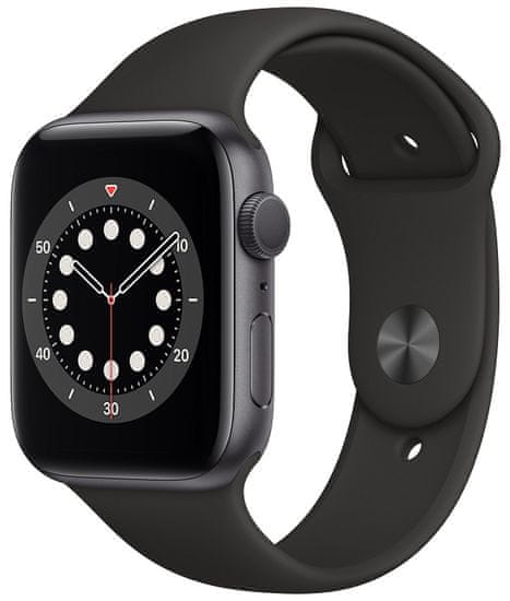Apple Watch Series 6 pametna ura, 44 mm, vesoljsko sivo aluminijasto ohišje s črnim športnim paščkom