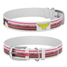 WAUDOG Usnjena ovratnica Wonderwoman DC COMICS bela 18-24 cm, širina: 9 mm rdeča