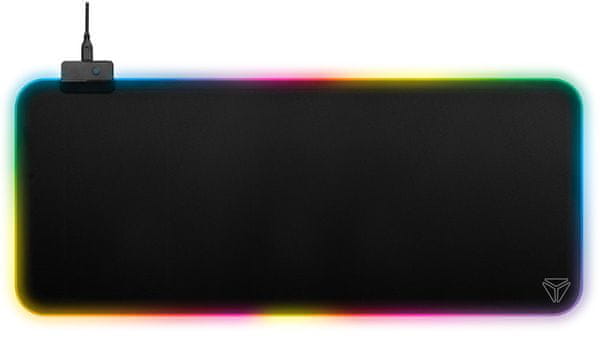 Podloga za miško in tipkovnico Yenkee YPM 3006 Warp (YPM 3006) RGB tkanina, odporna proti drsenju, osvetljena spodnja stran
