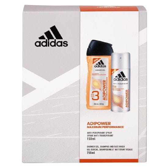 Adidas Adipower darilni set deodorant v spreju, 150 ml + gel za tuširanje, 250ml