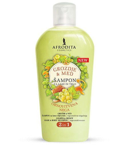 Kozmetika Afrodita šampon za lase in telo, grozdje & med, 1000 ml