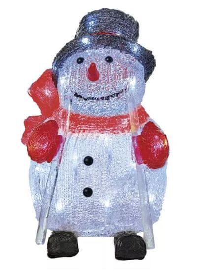 Emos LED božični snežak, 28 cm, na prostem, hladno bela, časovnik