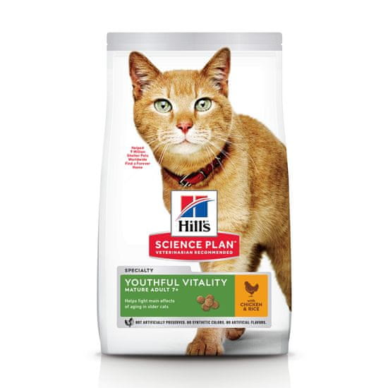 Hill's hrana za mačke Science Plan Feline Adult 7+ Youthful Vitality Chicken, 1,5 kg