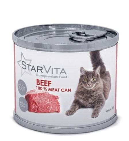Starvita konzerva za mačke z mleto govedino, 15x200 g