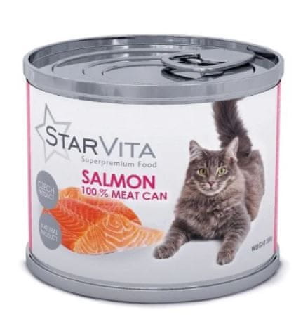 Starvita konzerva za mačke z mletim lososom, 15x200 g