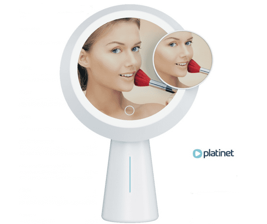 Platinet PMLY19 Makeup kozmetično ogledalo s stojalom, vgrajeno prenosno baterijo, LED osvetlitev