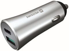 SWISSTEN CL adapter Power Delivery USB-C + Quick Charge 3.0 36 W Metal 20111640, srebrni