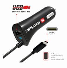 SWISSTEN AVTO POLNILEC USB-C IN USB 2.4A POWER