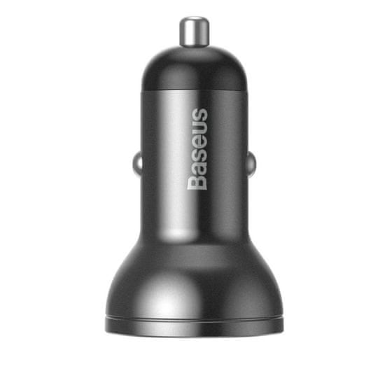 BASEUS Digital Display 2x USB avtomobilski adapter 4.8A, siva