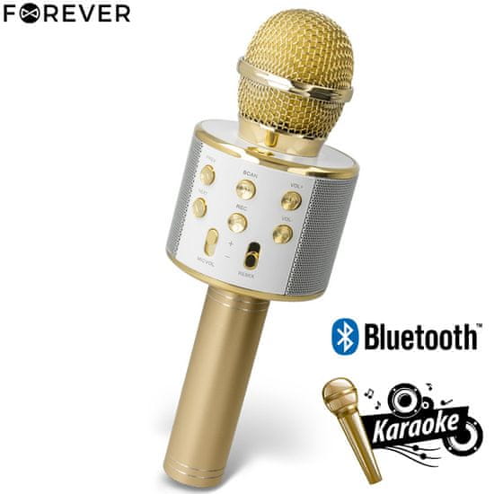 Forever BMS-300 mikrofon z zvočnikom, zlat - Odprta embalaža