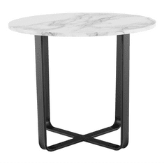 KONDELA Kavna mizica, Bela marmor/črna kovinski, SOLINA