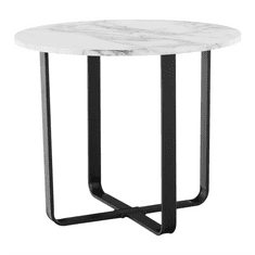 KONDELA Kavna mizica, Bela marmor/črna kovinski, SOLINA