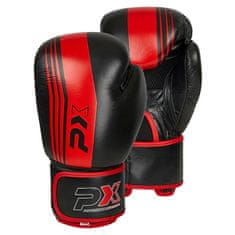PX rokavice za boks, usnjene, 10 oz., črne/rdeče