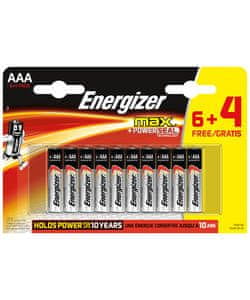 Energizer Max alkalna baterija, AAA (LR03), 6 + 4 kosi