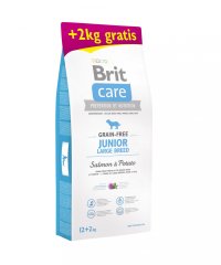 Brit Brit Care Junior Large Breed briketi, z lososom in krompirjem, brez žitaric, 12 + 2 kg