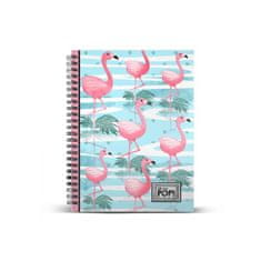 KARACTERMANIA Spiralni zvezek A4, OHMYPOP Flamingos, 160 listov, kvadraten