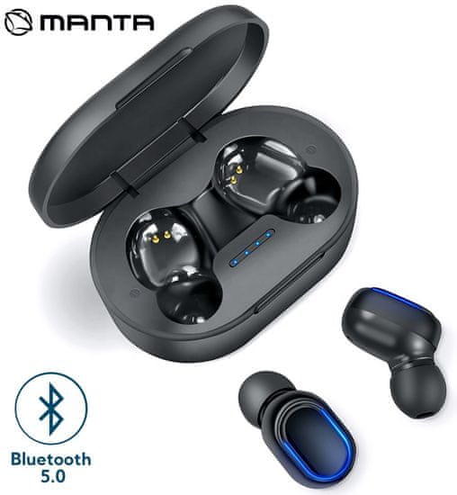 Manta MTWS002 brezžične slušalke, Bluetooth 5.0, črne