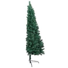 Vidaxl Umetna polovična novoletna jelka s stojalom zelena 210 cm PVC