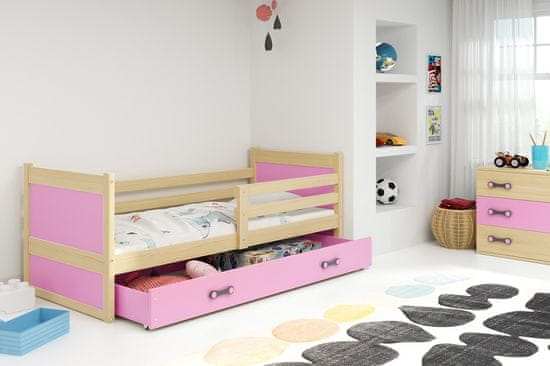 Furnitura POSTELJA RICO 90x200 s predalom in GRATIS ležiščem - BOR (VEČ BARV)