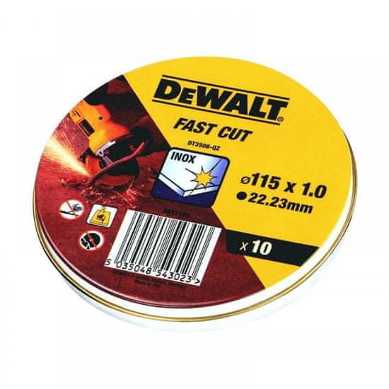 DeWalt rezalna plošča za inox DT3506 115 mm 10 kos