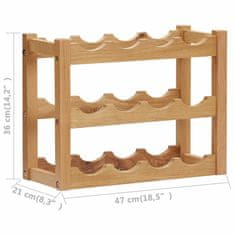 shumee Stojalo za vino za 12 steklenic 47x21x36 cm trdna hrastovina