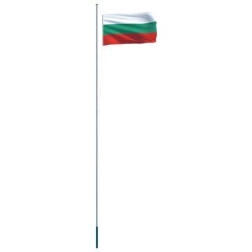 Vidaxl Zastava Bolgarije in aluminijast zastavni drog 6,2 m