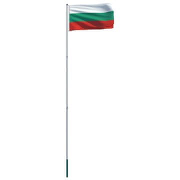 Vidaxl Zastava Bolgarije in aluminijast zastavni drog 6 m