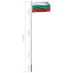 Vidaxl Zastava Bolgarije in aluminijast zastavni drog 6 m