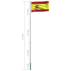 Vidaxl Zastava Španije in aluminijast zastavni drog 6 m