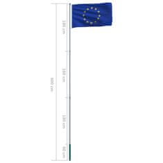 Vidaxl Zastava Evrope in aluminijast zastavni drog 6 m