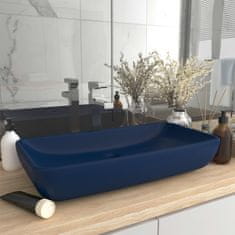 Vidaxl Razkošen umivalnik pravokoten mat temno moder 71x38 cm keramika