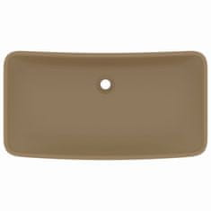 Vidaxl Razkošen umivalnik pravokoten mat krem 71x38 cm keramičen