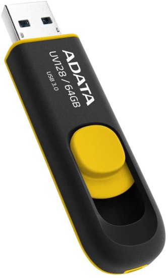 A-Data UV128 USB spominski ključ, 64 GB, črno-rumen