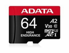 A-Data High Endurance microSDXC spominska kartica, 64 GB, UHS 3, V30, A2 + SD adapter
