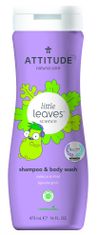 Attitude Otroško milo za telo in šampon (2 v 1) Little leaves, z vonjem vanilije in hruške, 473 ml