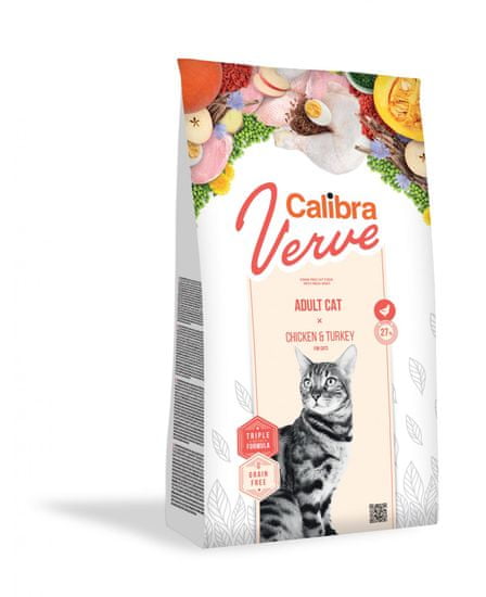 Calibra Verve Adult suha hrana za mačke, s piščancem in puranom, brez žit, 3,5 kg