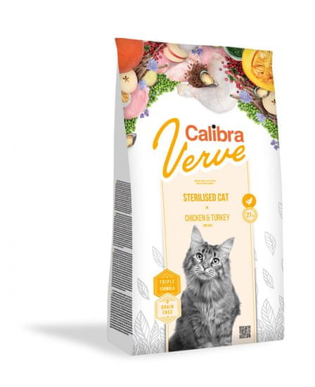 Calibra Verve Sterilised suha hrana za mačke, piščanec in puran, brez žit, 750 g