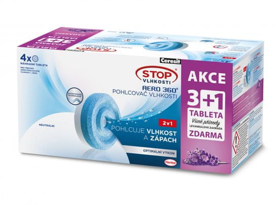 Ceresit STOP vlagi AERO 360 nadomestne tablete, sivka, 3+1, 4 x 450 g