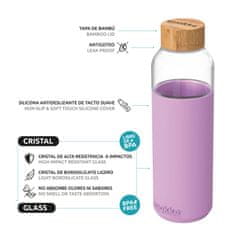 QUOKKA FLOW Steklena steklenica s silikonsko površino LILAC, 660ml, 40008