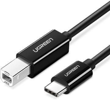 Ugreen USB-C na USB-B kabel za tiskalnik, 2 m, črn