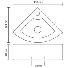 Greatstore Umivalnik z odprtino za odtekanje 45x32x12,5 cm črn