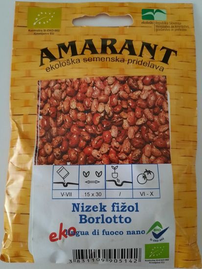 Amarant Fižol Borlotto nano, za zrnje, nizek, ekološko seme