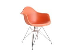 Fernity P018 PP stol v oranžni barvi, kromirane noge
