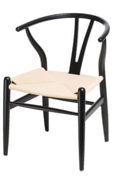 shumee Wicker Natural Black stol po navdihu Wishbone